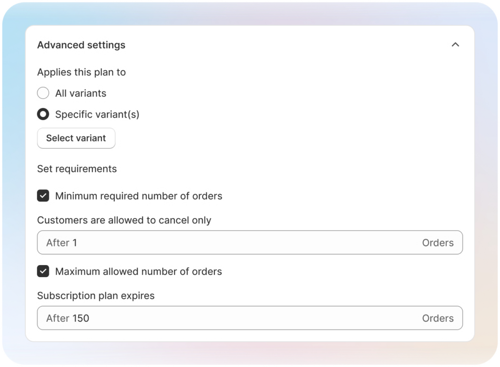 Use advanced rules to apply variants